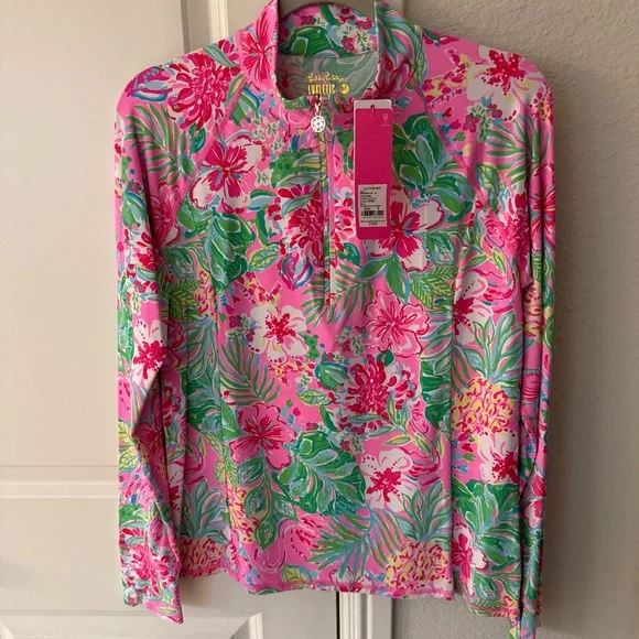 Lilly Pulitzer Luxletic Marion half zip upf 50+ size medium - Picture 1 of 5